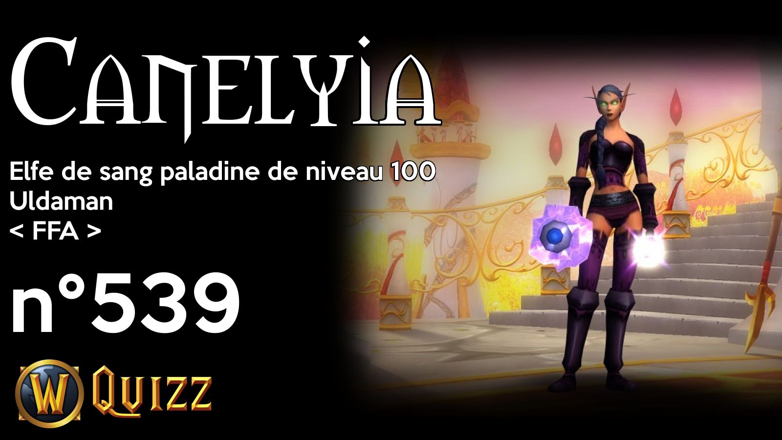 Canelyia, Elfe de sang paladine de niveau 100, Uldaman