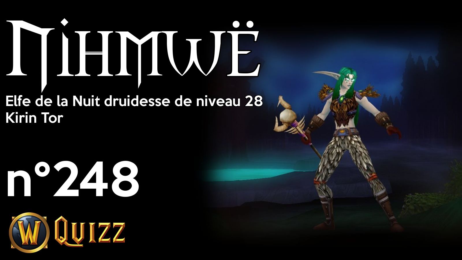 Nihmwë, Elfe de la Nuit druidesse de niveau 28, Kirin Tor