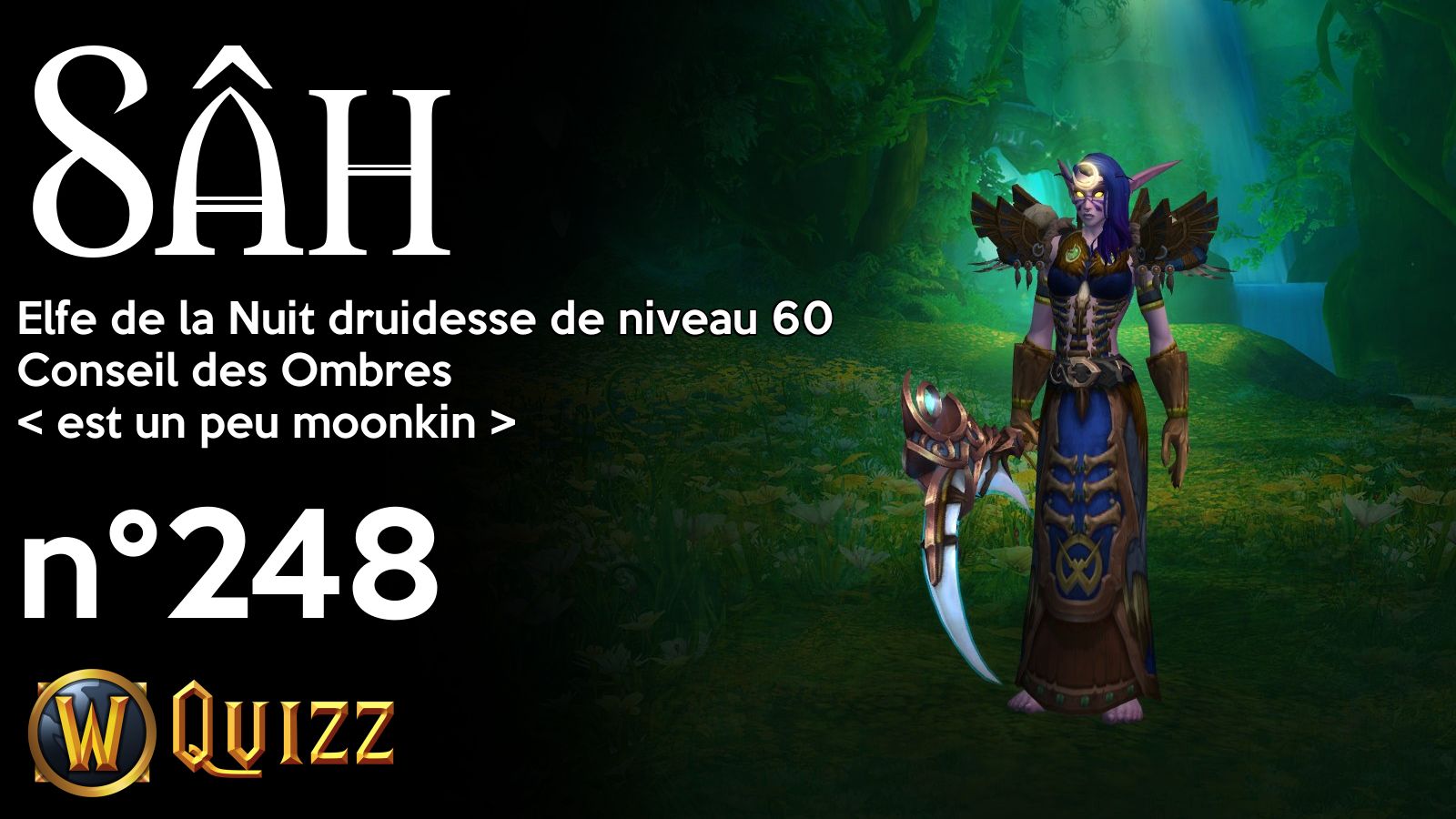 Sâh, Elfe de la Nuit druidesse de niveau 60, Conseil des Ombres