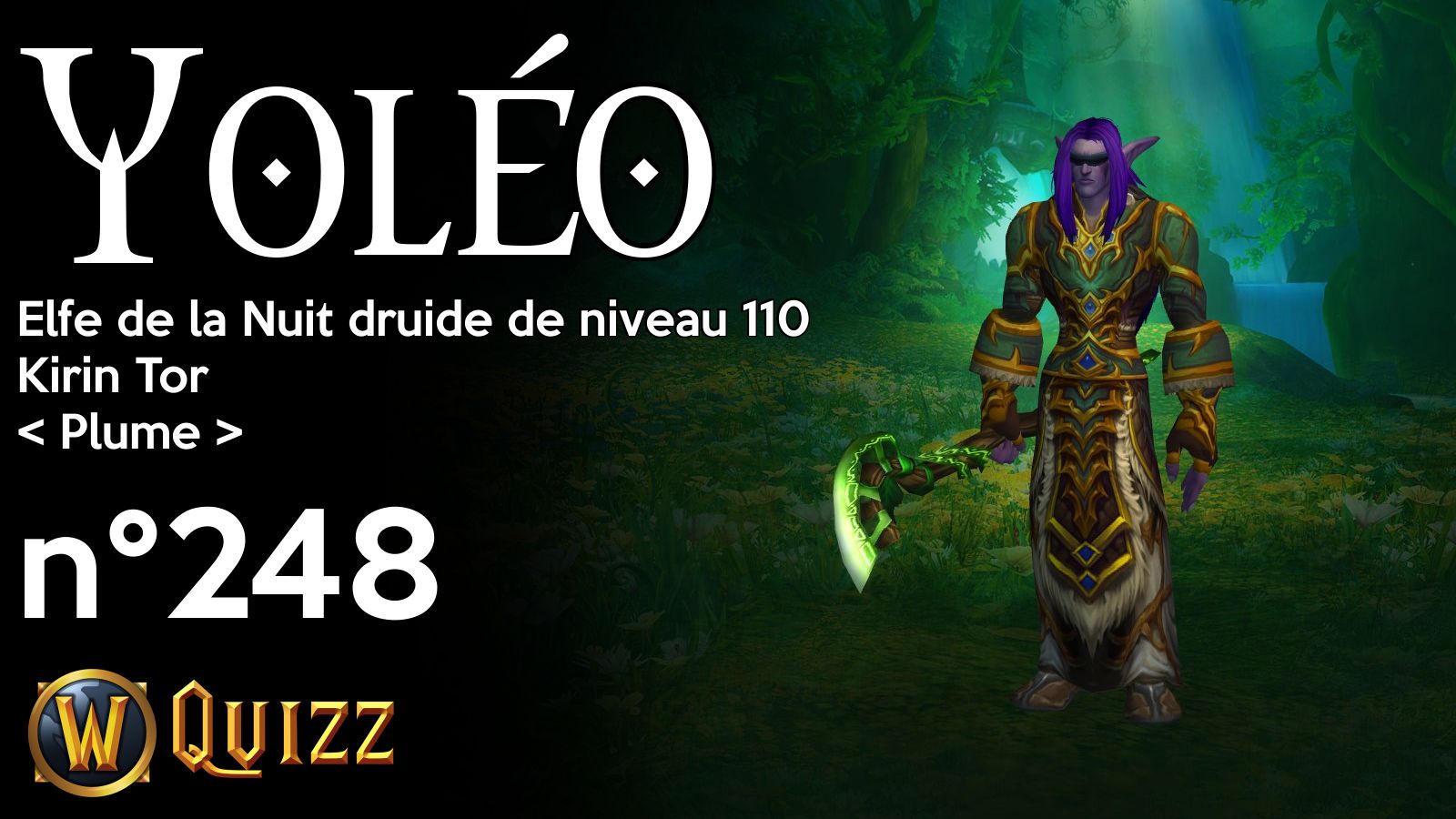 Yoléo, Elfe de la Nuit druide de niveau 110, Kirin Tor