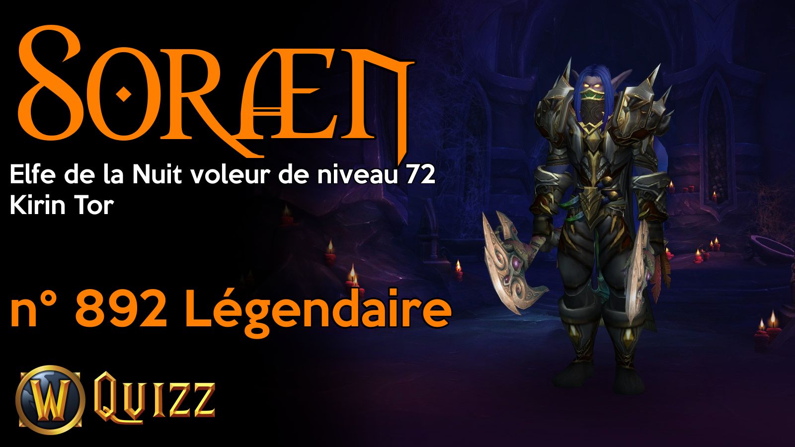 Soræn, Elfe de la Nuit voleur de niveau 72, Kirin Tor