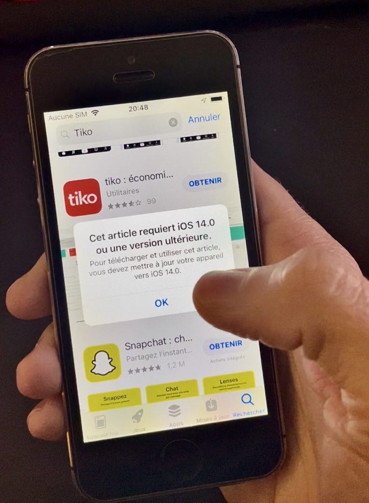 L'Application Tiko dans l'App Store sous iOS 12.5.7